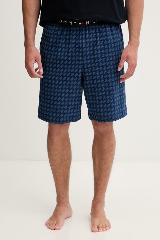 Oblečení Tommy Hilfiger dvoudílné pyžamo pánské bavlněné s elastanem UM0UM03834 námořnická modř