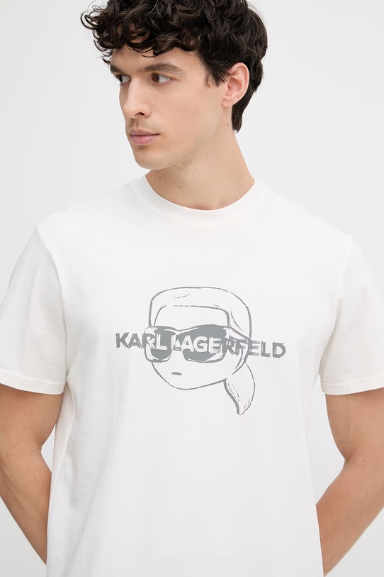 Karl Lagerfeld piżama dwuczęściowa męska bawełniana z elastanem B2M45002 beżowy