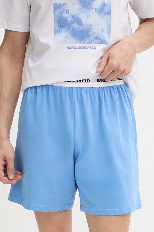 Odzież Karl Lagerfeld Piżama dwuczęściowa męska bawełniana z elastanem B2M45003 niebieski