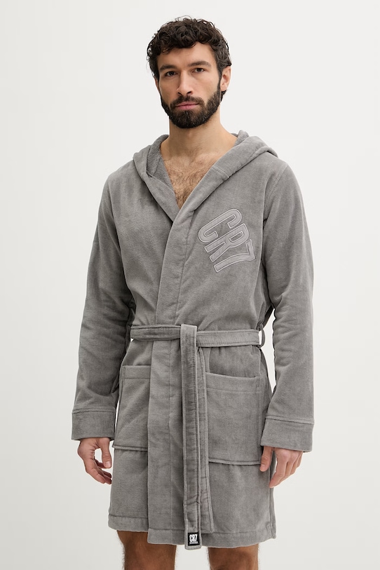 CR7 Cristiano Ronaldo szlafrok z kapturem męski bawełniany 8740.93.5 szary SS26