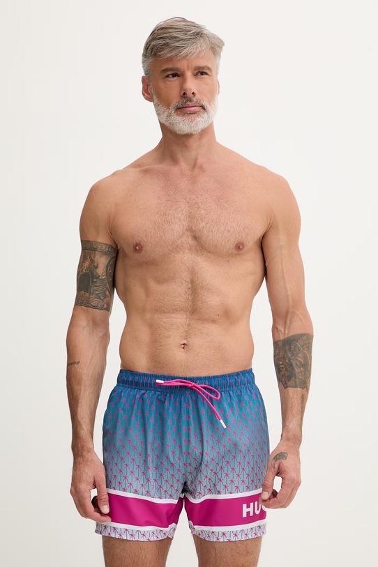 HUGO szorty kąpielowe męskie PALMS_SWIM_SHORTS niebieski 50561097