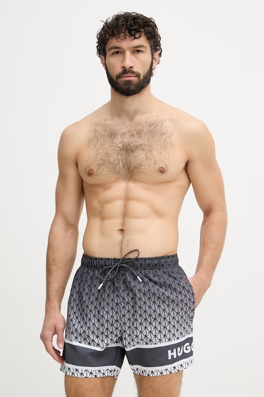HUGO fürdőnadrág férfi PALMS_SWIM_SHORTS szürke 50561097