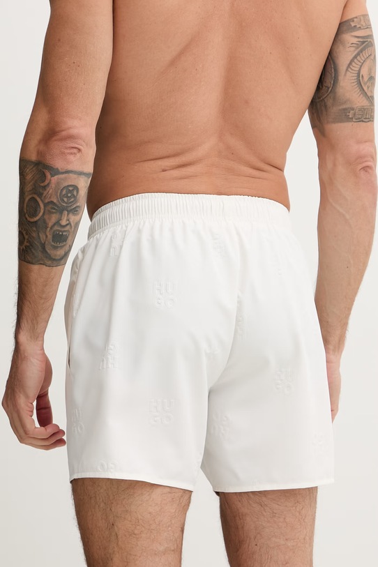 Odzież HUGO szorty kąpielowe męskie TONAL_LOGO 50561222 biały