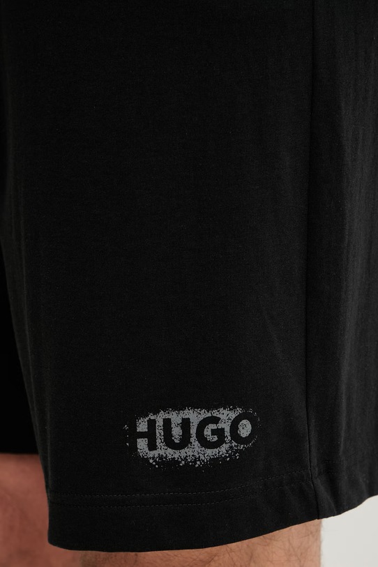 Ρούχα HUGO σορτς πιτζάμας ανδρικά βαμβακερά SPRAY_SHORTS 50559719 μαύρο