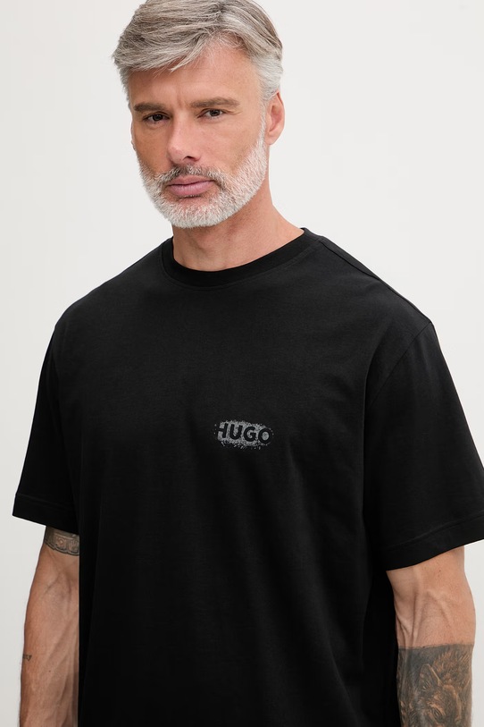 Ρούχα HUGO μπλουζάκι πιτζάμας ανδρικό βαμβακερό SPRAY T-SHIRT 50559731 μαύρο