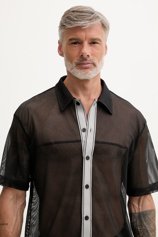 HUGO plážová košile pánská LITE_BEACH SHIRT černá 50561142