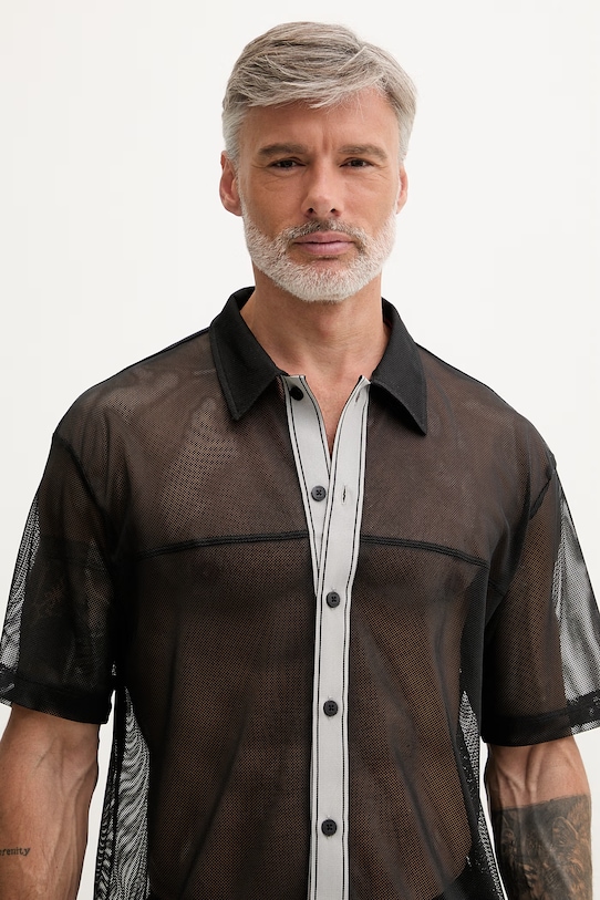 HUGO plážová košile pánská LITE_BEACH SHIRT černá 50561142