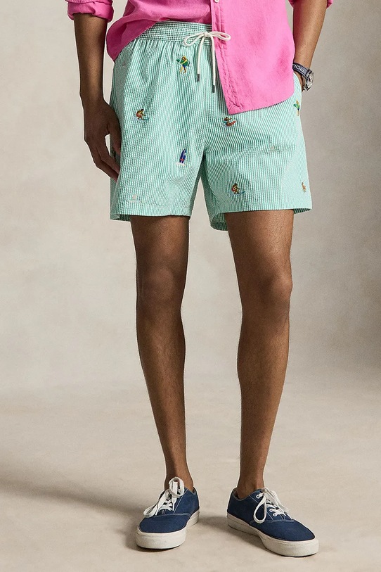 Polo Ralph Lauren REC POLY SEERSUCKER-WVN-SWIM BOTTOM szorty kąpielowe męskie zielony 710B14034001
