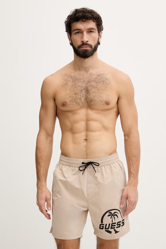 Guess szorty kąpielowe męskie beżowy F6GT01.WN162