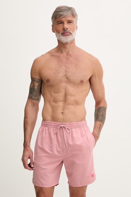 Guess pantaloni scurți de baie pentru bărbați roz F6GT24.WG282