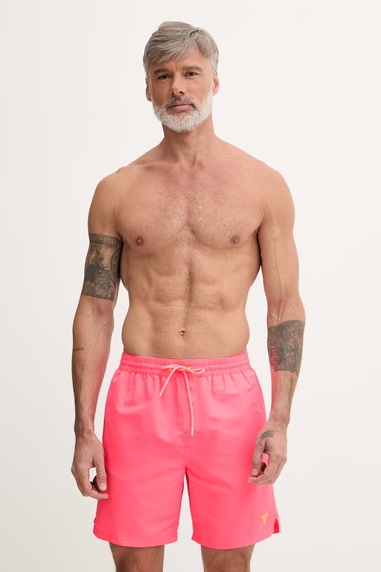 Guess pantaloni scurți de baie pentru bărbați roz F6GT24.WG282