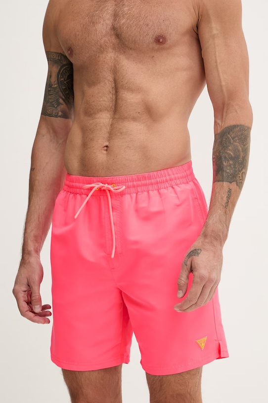 Guess pantaloni scurți de baie pentru bărbați F6GT24.WG282 roz SS26