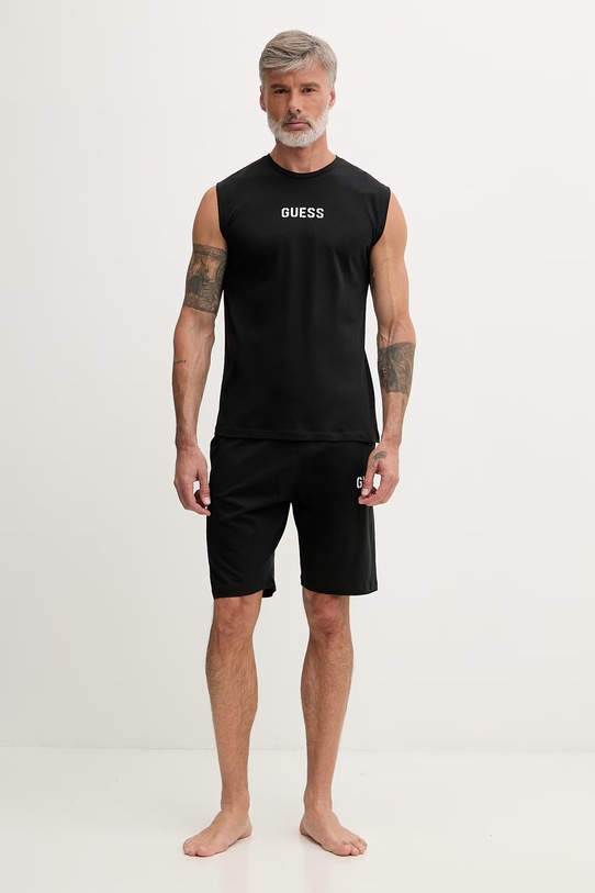 Guess dvojdielne pyžamo pánske bavlnené MALCOLM čierna U6GX02.KCAM1