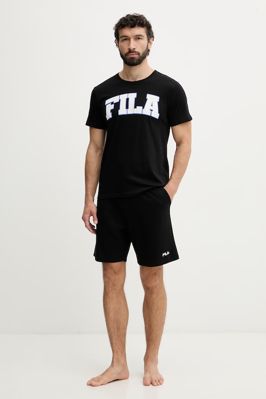 Fila pijama din două piese bărbătească din bumbac negru FPS1242