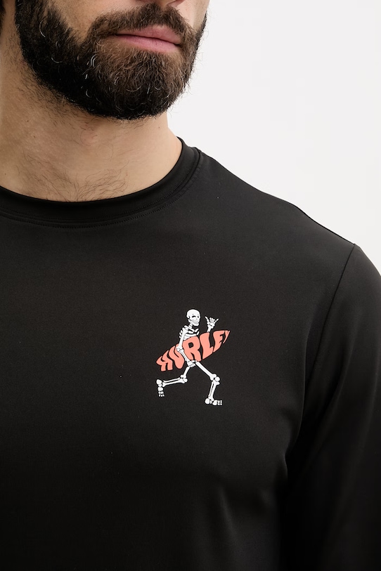 Hurley plážové tričko s dlouhým rukávem pánské MLEU00006 černá