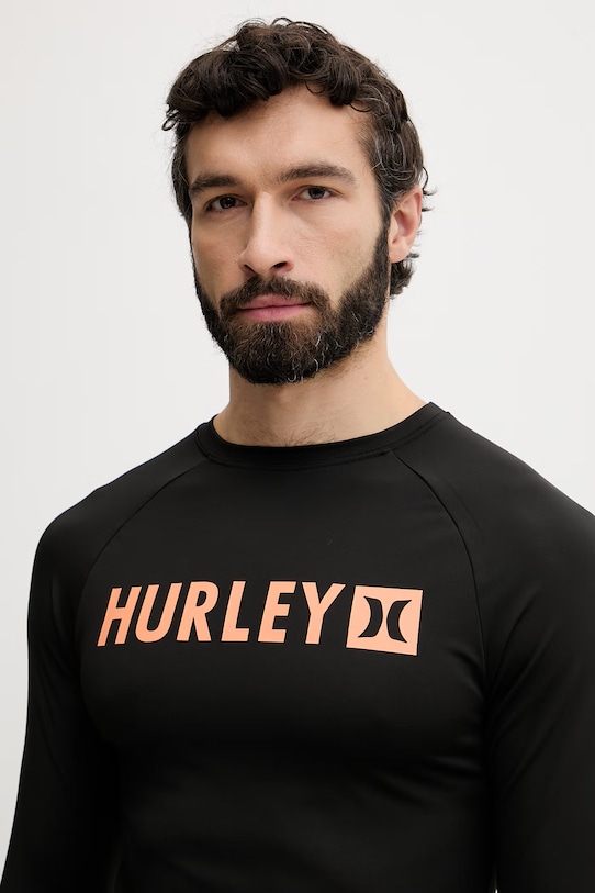 Hurley longsleeve de baie pentru bărbați negru MLEU00002