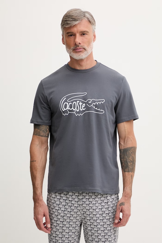 Lacoste piżama męska bawełniana z elastanem 4H2753 szary SS26