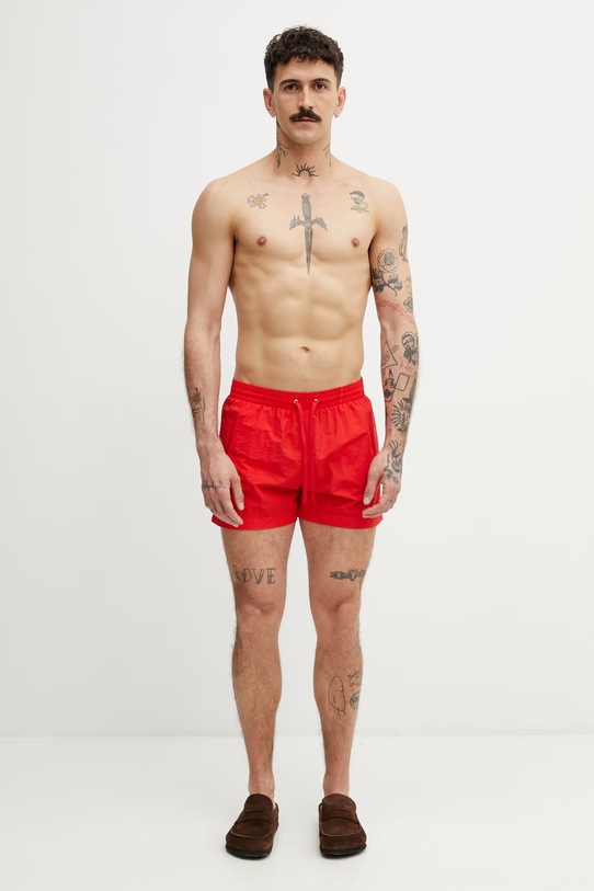 MM6 Maison Margiela szorty kąpielowe męskie MYBM40130 czerwony