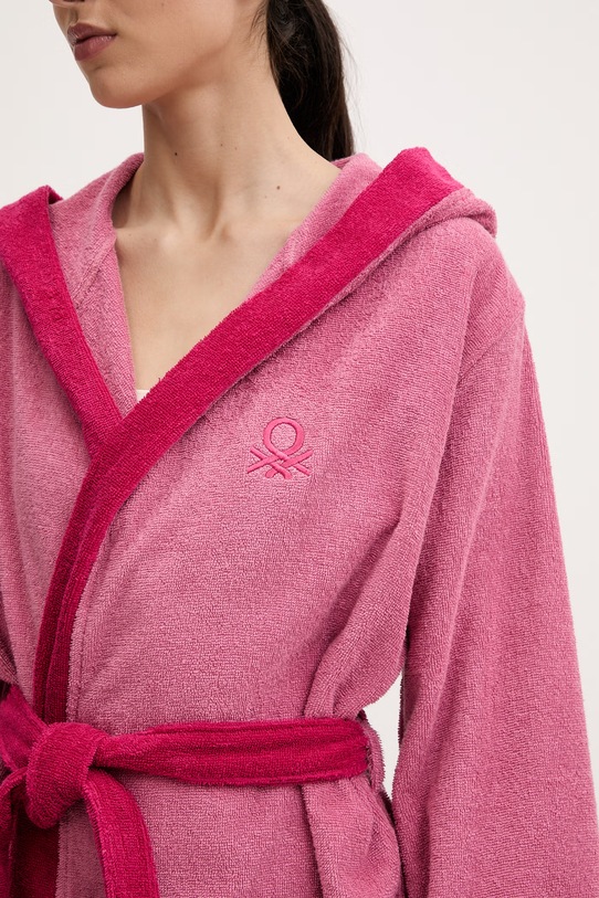 United Colors of Benetton szlafrok frotte damski bawełniany 64PDV800I różowy