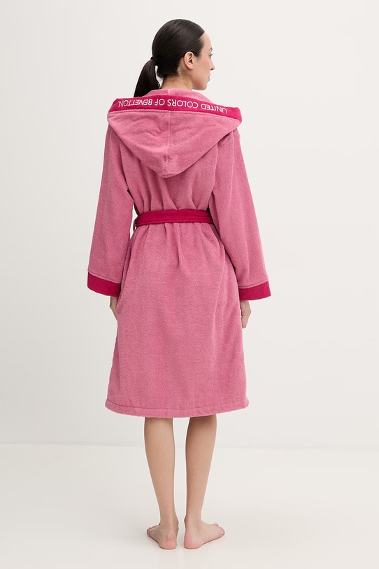United Colors of Benetton szlafrok frotte damski bawełniany 64PDV800I różowy SS26