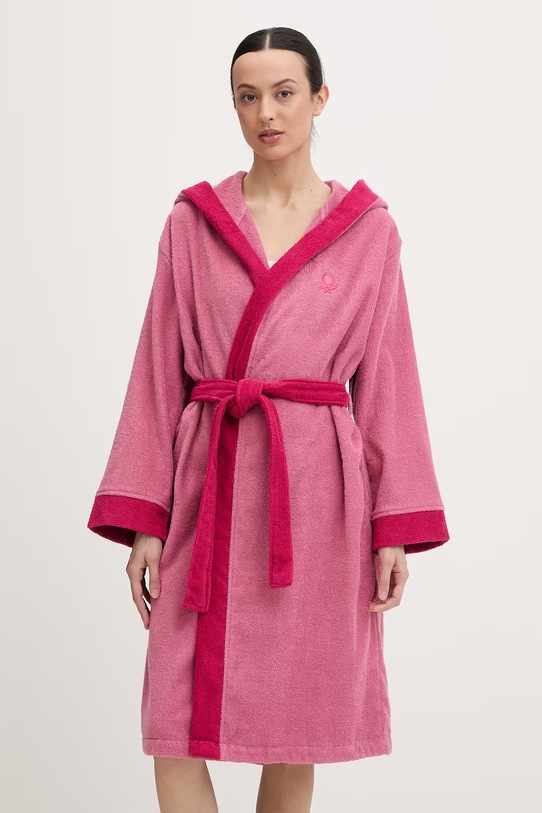 Odzież United Colors of Benetton szlafrok frotte damski bawełniany 64PDV800I różowy