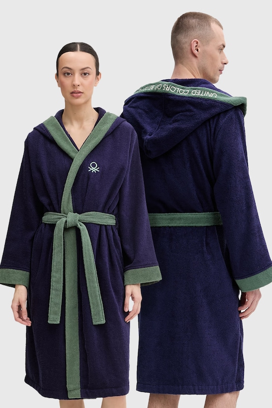 United Colors of Benetton Halat de baie din pânză terry pentru femei din bumbac bleumarin 64PDV800I