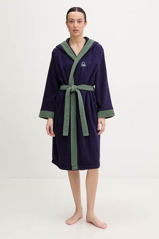 United Colors of Benetton szlafrok frotte damski bawełniany granatowy 64PDV800I