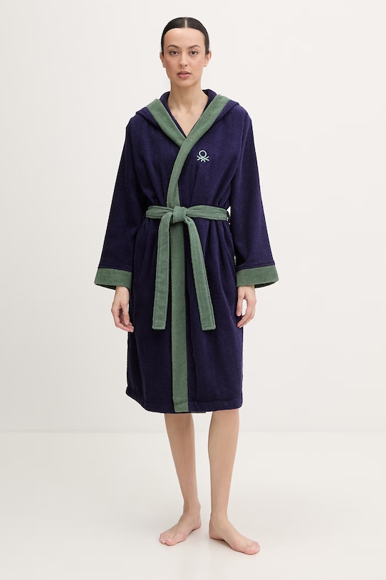 United Colors of Benetton froté župan dámský bavlněný 64PDV800I námořnická modř SS26