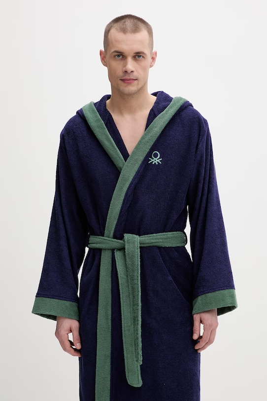 United Colors of Benetton Halat de baie din pânză terry pentru femei din bumbac bleumarin 64PDV800I