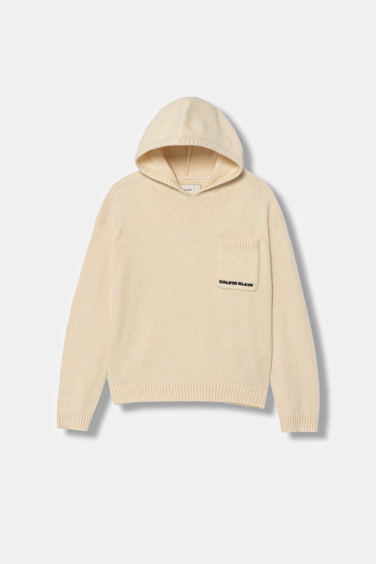 Calvin Klein Jeans bluza dziecięca z kapturem beżowy IB0IB02622.128.176.PPY2