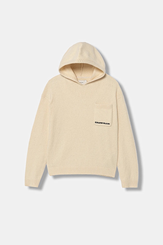 Calvin Klein Jeans bluza dziecięca z kapturem beżowy IB0IB02622.128.176.PPY2