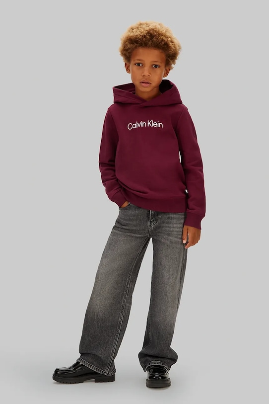 Calvin Klein Jeans bluza bawełniana dziecięca bordowy IU0IU00679.128.176.PPY2