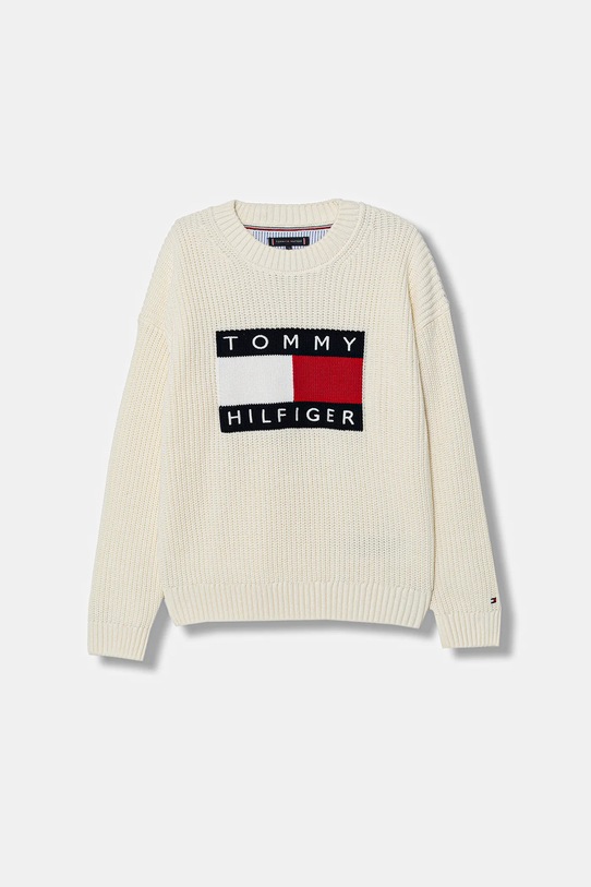 Tommy Hilfiger sweter dziecięcy aplikacja beżowy KB0KB10071.128.176.PPY2