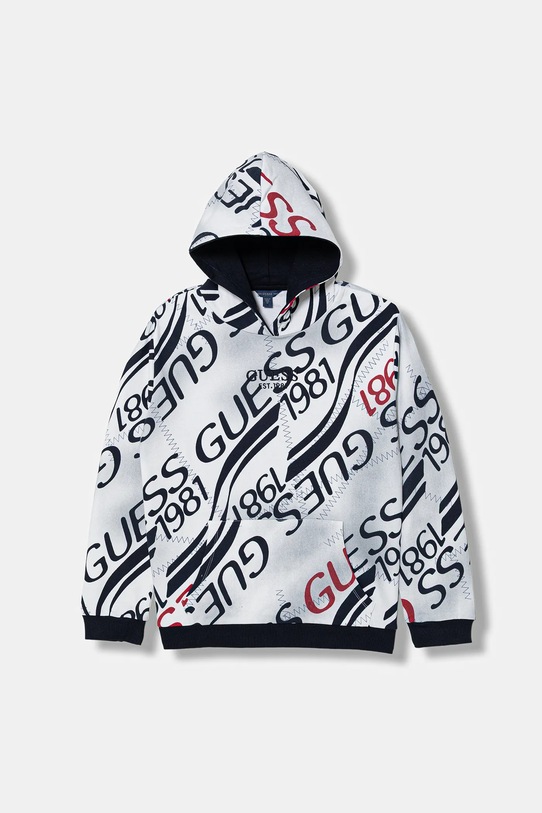 Guess bluza bawełniana dziecięca z kapturem biały L6RQ00.KA6R4.PPY2