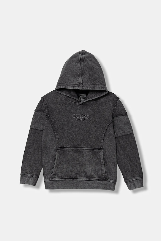 Guess bluza bawełniana dziecięca z kapturem czarny L6RQ01.KAX74.PPY2