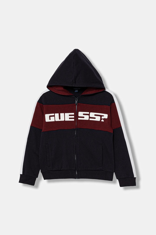 Guess bluza bawełniana dziecięca z kapturem granatowy L6RQ04.KA6R4.PPY2