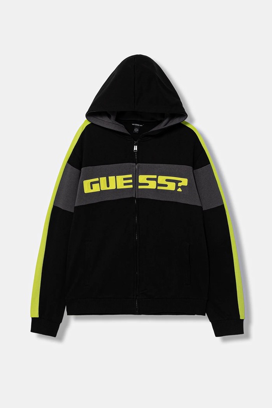 Guess bluza bawełniana dziecięca z kapturem czarny L6RQ04.KA6R4.PPY2