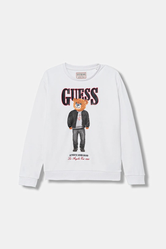 Guess bluza bawełniana dziecięca aplikacja biały L6RQ05.KAD74.PPY2