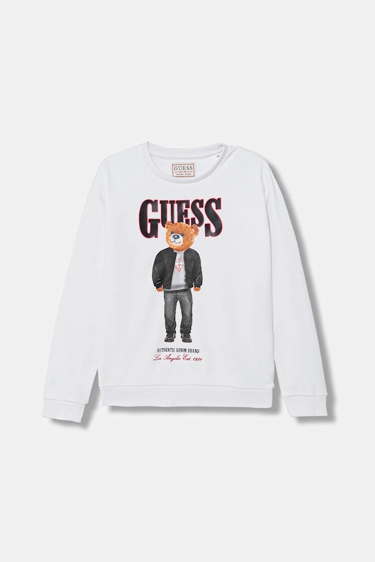 Guess bluza bawełniana dziecięca aplikacja biały L6RQ05.KAD74.PPY2