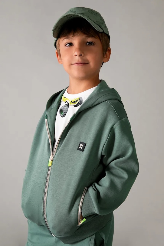 Dječja dukserica Mayoral s kapuljačom zelena 3442.5G.Mini.PPY2