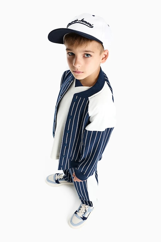 Dječja pamučna dukserica Emporio Armani EB001002.AF21874 mornarsko plava