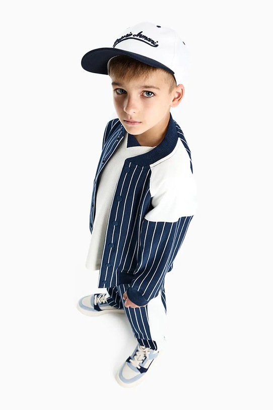 Dječja pamučna dukserica Emporio Armani EB001002.AF21874 mornarsko plava