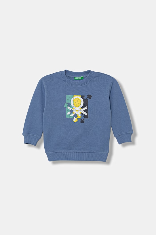 United Colors of Benetton bluza bawełniana dziecięca nadruk niebieski 3J70G10LJ.P.Stagionale