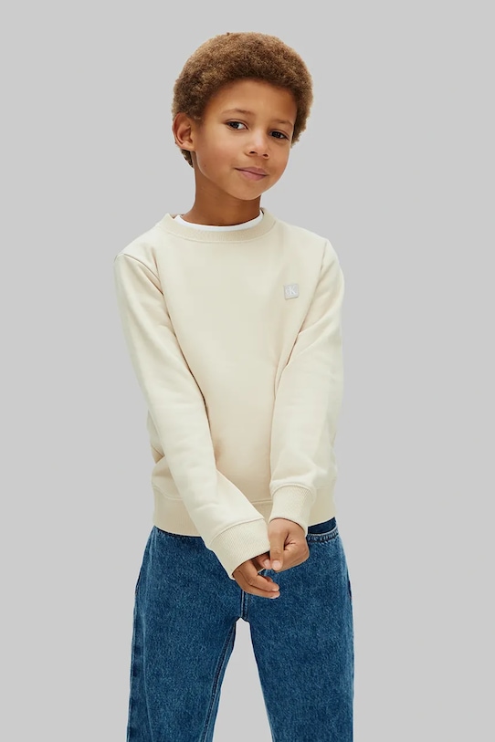 Calvin Klein Jeans pulover otroški z bombažem bež LV1CKSJB33.128.176.PPY2