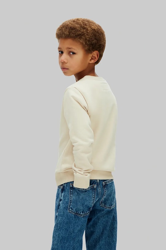 Dečki Calvin Klein Jeans pulover otroški z bombažem LV1CKSJB33.128.176.PPY2 bež