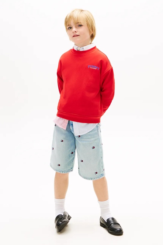 Chłopiec Tommy Hilfiger bluza dziecięca z bawełną KB0KB10255.98.122.PPY2 czerwony