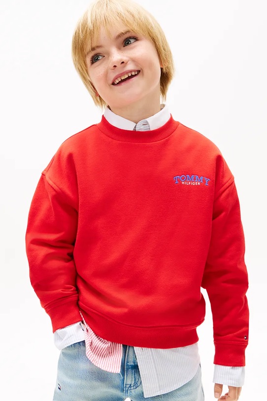 Tommy Hilfiger bluza dziecięca z bawełną czerwony KB0KB10255.128.176.PPY2