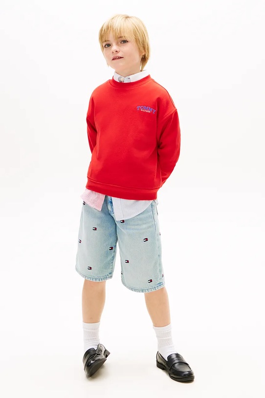 Chłopiec Tommy Hilfiger bluza dziecięca z bawełną KB0KB10255.128.176.PPY2 czerwony