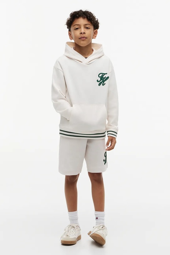 Tommy Hilfiger bluza z kapturem dziecięca z bawełną biały KB0KB10257.98.122.PPY2