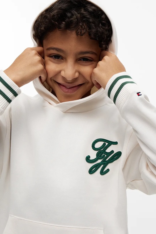 Tommy Hilfiger bluza z kapturem dziecięca z bawełną KB0KB10257.128.176.PPY2 biały